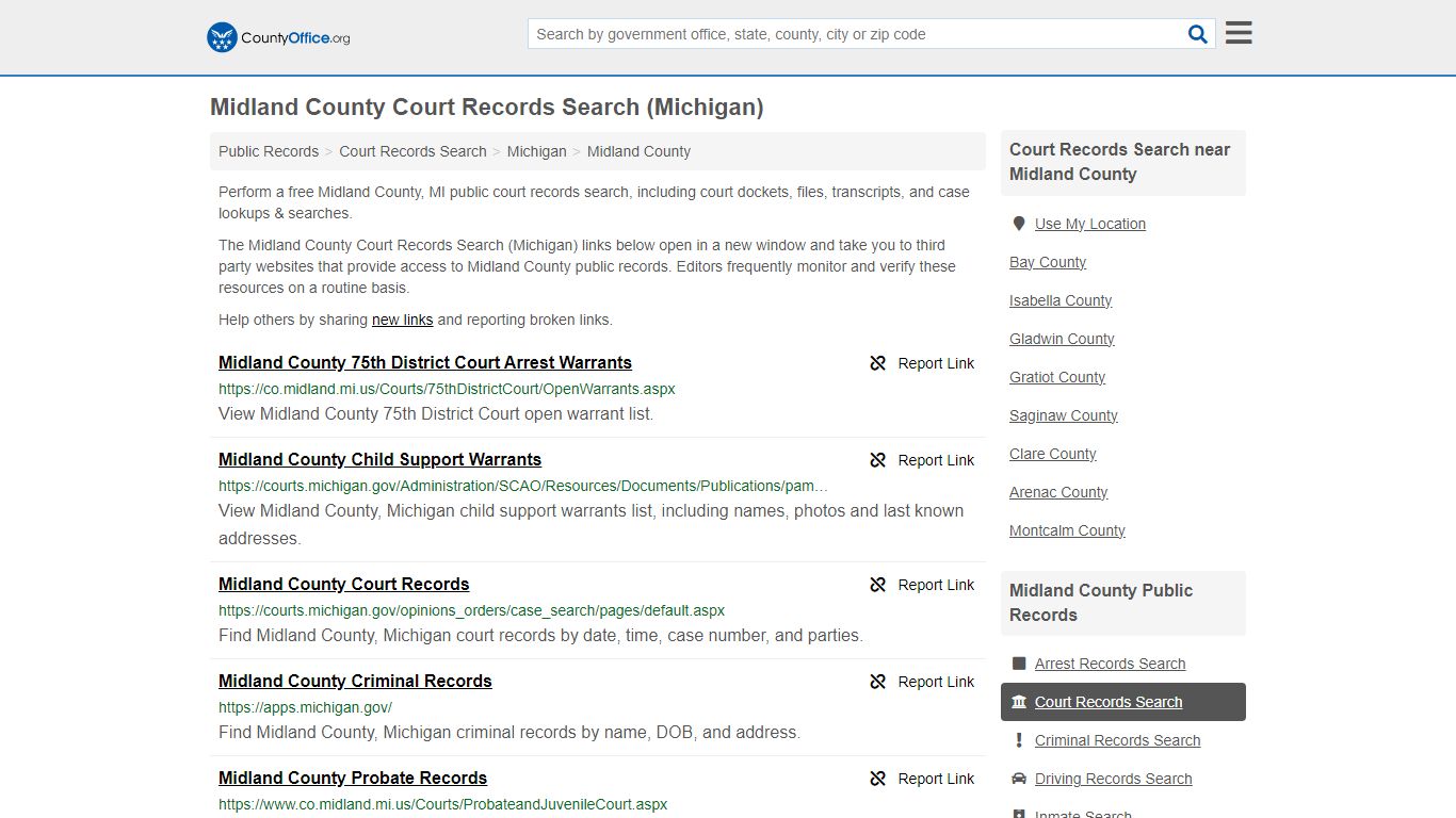 Midland County Court Records Search (Michigan) - County Office